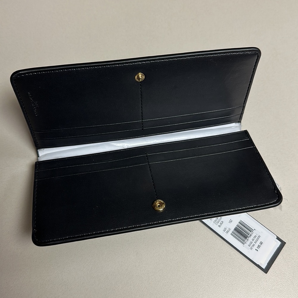 🔥🔥🔥NEW Marc Jacobs J Link Logo Black Leather Snap Long Bifold Wallet - Picture 5 of 8